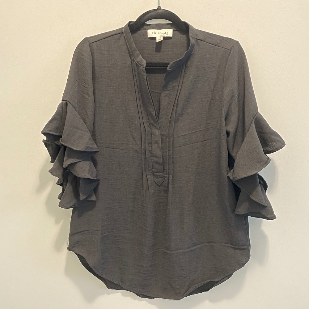 Women's Philosophy Republic Clothing Ruffle Sleeve Blouse sz S